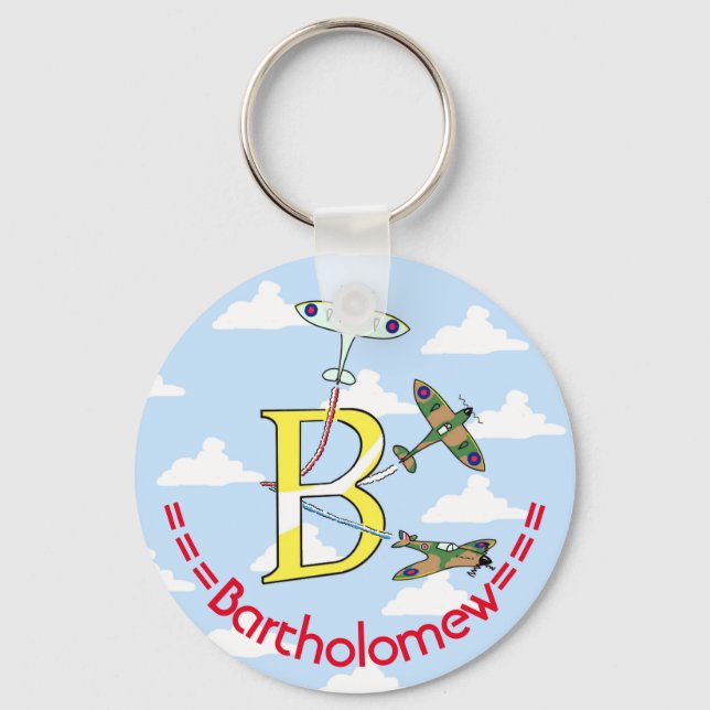 Spitfire Blue Sky - B - Initial Key Ring Schlüsselanhänger (Vorderseite)