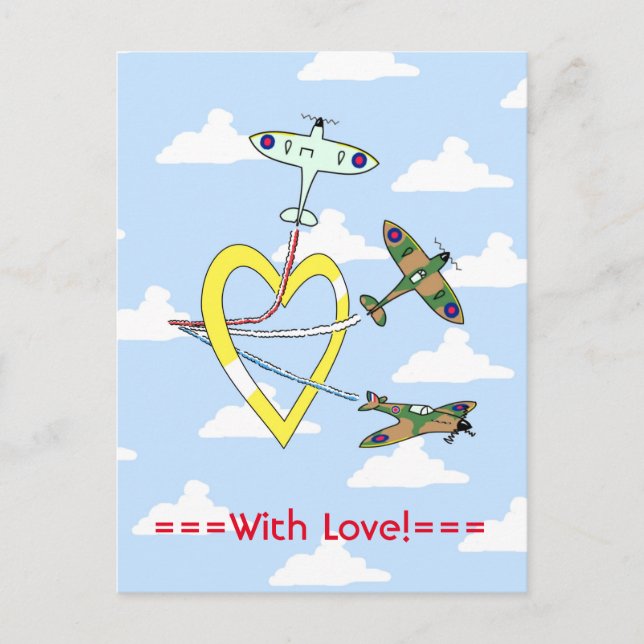 Spitfire Blue Sky Heart Postcard Postkarte (Vorderseite)