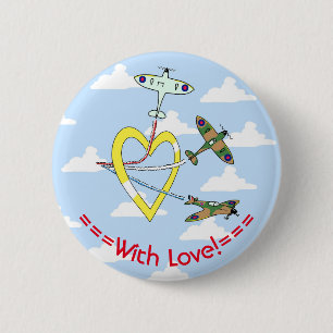 Spitfire Blue Sky Herz 6 cm Runder Abzeichen Button