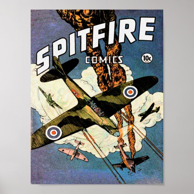 Spitfire Fighter Aircraft Vintage Poster (Vorne)