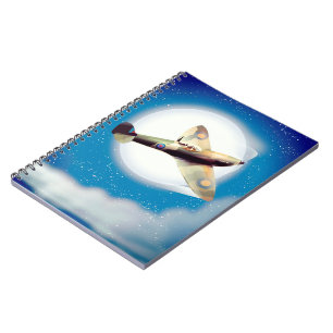 Spitfire-Flugzeug-Reiseplakat-Druck Notizblock