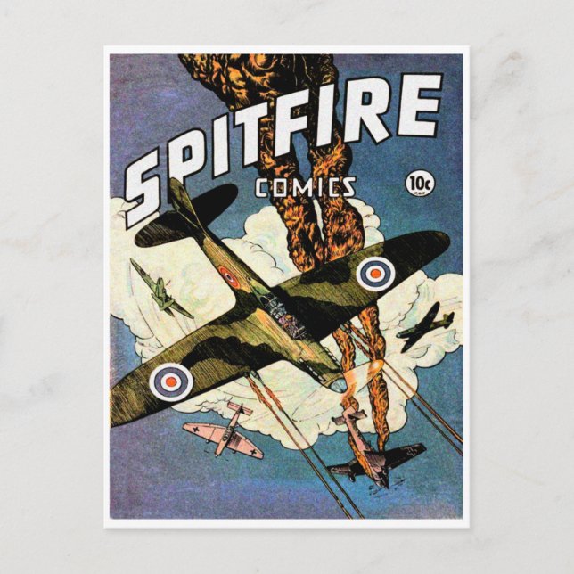 Spitfire Kampfflugzeug - Zweiter Weltkrieg Postkarte (Vorderseite)