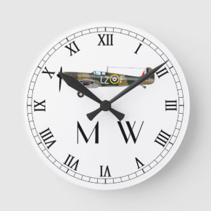 Spitfire Mit Monogramm Überwachung Runde Wanduhr