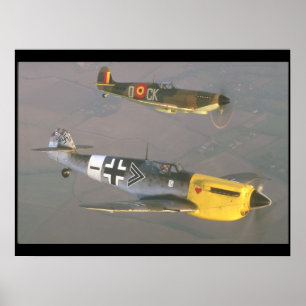 Spitfire (oben) und Messerschmitt_Military Aircraf Poster