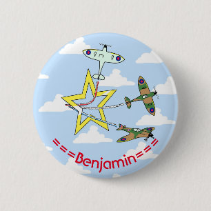 Spitfire Star Blue Sky 6 Cm Round Abzeichen Button