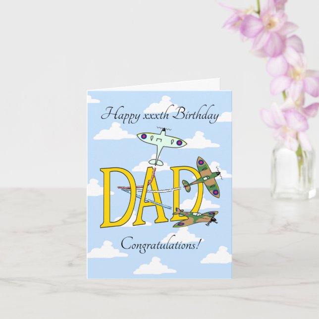 Spitfire VATER Birthday (Blue Sky) Card Karte (Orchidee)