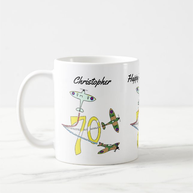 Spitfires 70. Geburtstag Kaffeetasse (Links)