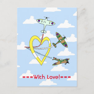 Spitfires Blaue Himmel Herz Postkarte