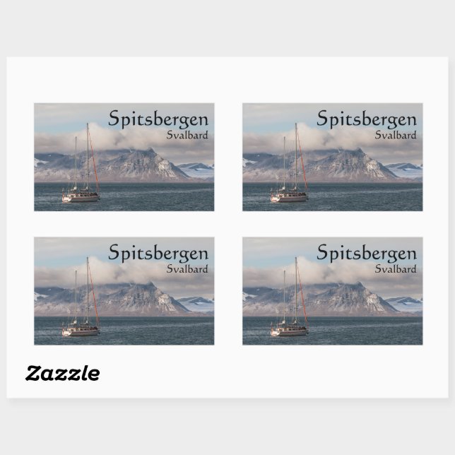 Spitsbergen Svalbard Sailboat Rechteckiger Aufkleber (Blatt)