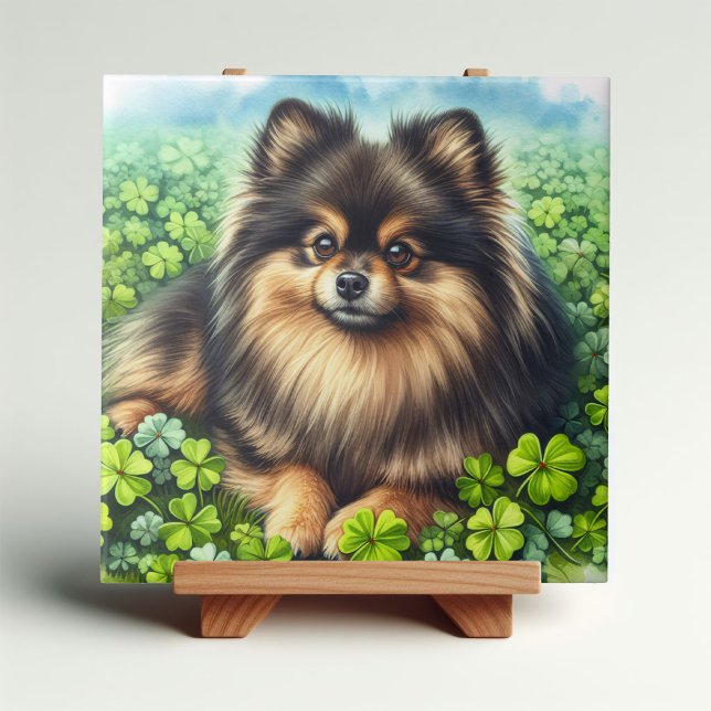 Spitz Aquarell  Kleeblatt Fliese (Von Creator hochgeladen)
