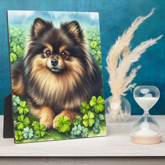 Spitz Aquarell  Kleeblatt Fotoplatte (Seite)