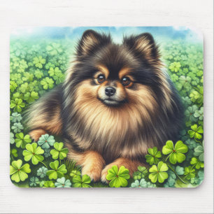 Spitz Aquarell Kleeblatt Mousepad