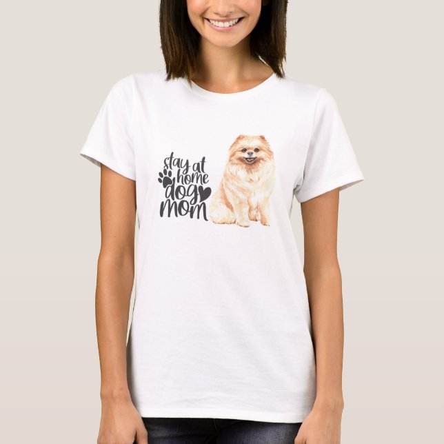 Spitz - bei Zuhause-Hund-Mama Bleibe T-Shirt (Vorderseite)