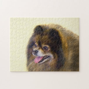 Spitz Black and Tan Malerei Original Hunde Kunst