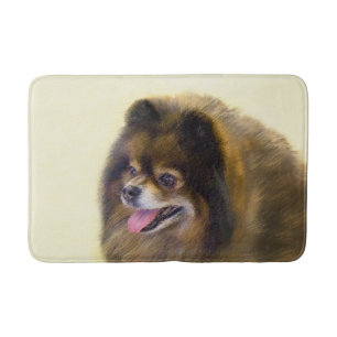 Spitz Black and Tan Malerei Original Hunde Kunst Badematte