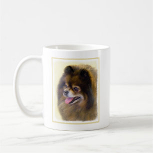 Spitz Black and Tan Malerei Original Hunde Kunst Kaffeetasse