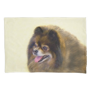 Spitz Black and Tan Malerei Original Hunde Kunst Kissenbezug