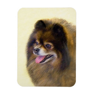 Spitz Black and Tan Malerei Original Hunde Kunst Magnet