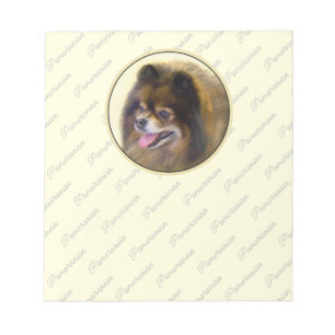 Spitz Black and Tan Malerei Original Hunde Kunst Notizblock
