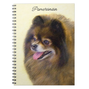 Spitz Black and Tan Malerei Original Hunde Kunst Notizblock