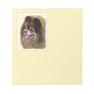 Spitz Black and Tan Malerei Original Hunde Kunst Notizblock