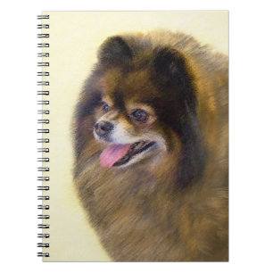 Spitz Black and Tan Malerei Original Hunde Kunst Notizblock