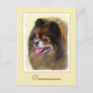Spitz Black and Tan Malerei Original Hunde Kunst Postkarte