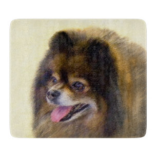 Spitz Black and Tan Malerei Original Hunde Kunst Schneidebrett