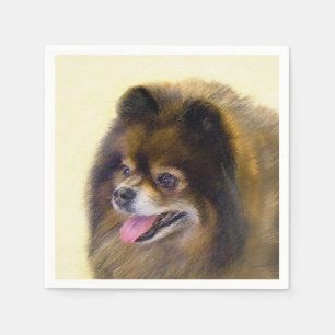 Spitz Black and Tan Malerei Original Hunde Kunst Serviette