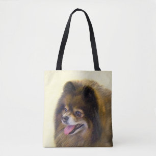 Spitz Black and Tan Malerei Original Hunde Kunst Tasche