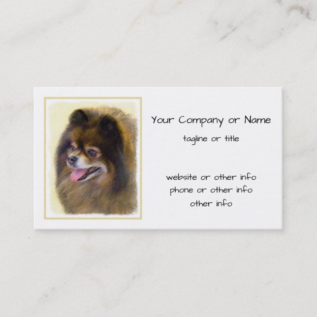 Spitz Black and Tan Painting Original Hund Art Visitenkarte (Vorderseite)