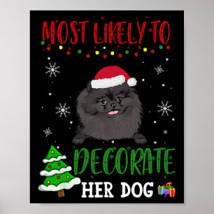 Spitz Black Dog Weihnachten am wahrscheinlichsten Poster