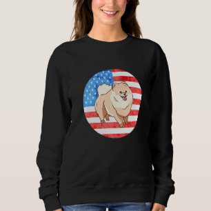 Spitz Dog American Flag Patriotic Pom Dog Eigene Sweatshirt