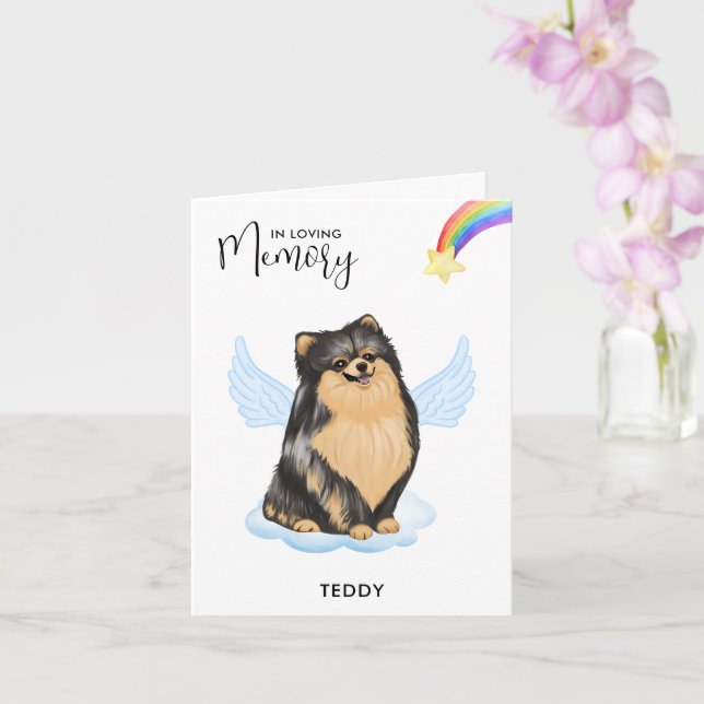 Spitz Dog Angel Pet Loss Memorial Beileid Karte (Orchidee)