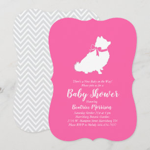 Spitz Dog Baby Dusche Pink Girl Einladung