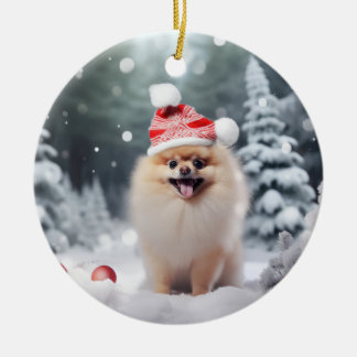 Spitz Dog Christmas Keepake Keramik Ornament
