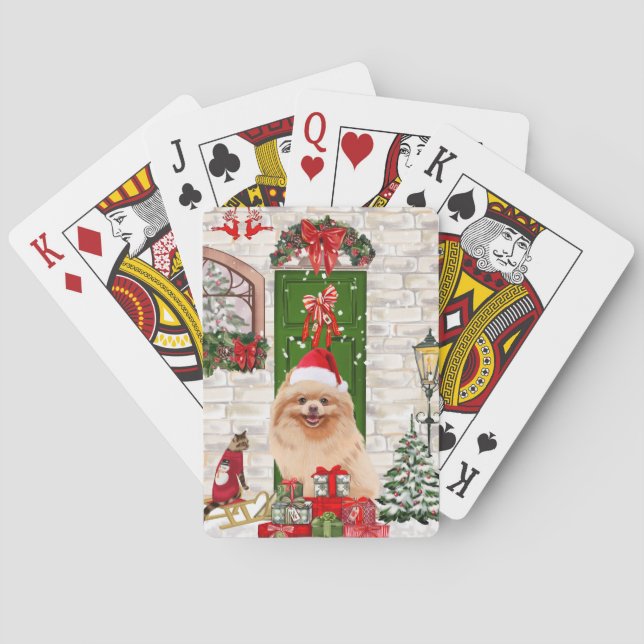 Spitz Dog Christmas Spielkarten (Rückseite)