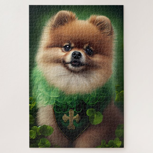 Spitz Dog in St. Patrick's Day Dress (Vertikal)