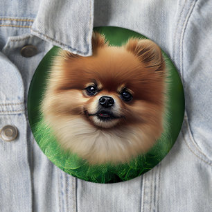 Spitz Dog in St. Patrick's Day Dress Button