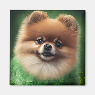 Spitz Dog in St. Patrick's Day Dress Magnet