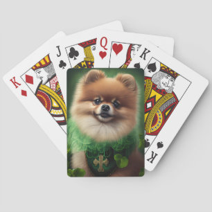 Spitz Dog in St. Patrick's Day Dress Spielkarten