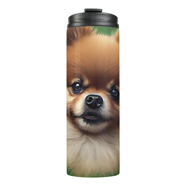 Spitz Dog in St. Patrick's Day Dress Thermosbecher (Vorderseite)