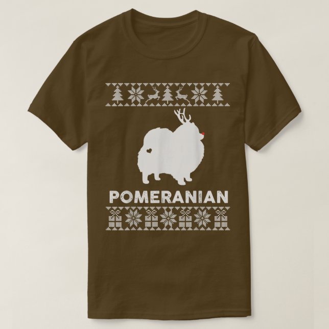 Spitz Dog Lover Xmas Rentier Ugly Weihnachten  T-Shirt (Design vorne)