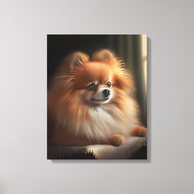 Spitz Dog Niedlich Portrait Leinwanddruck (Vorderseite)