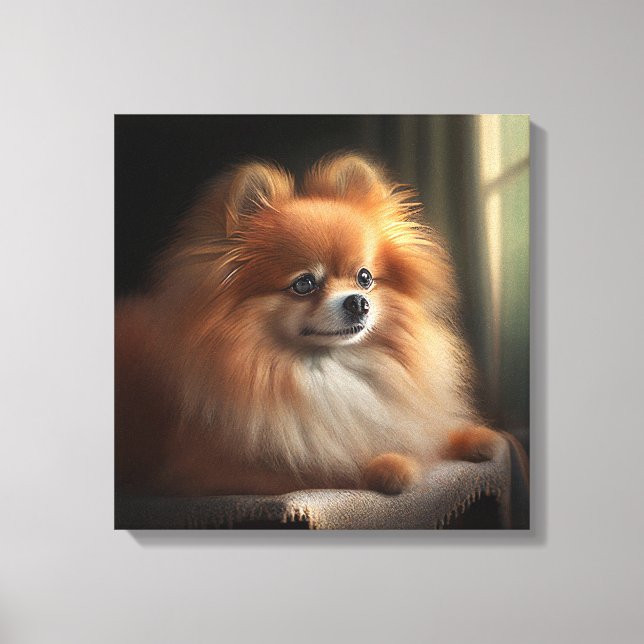 Spitz Dog Niedlich Portrait Leinwanddruck (Vorderseite)