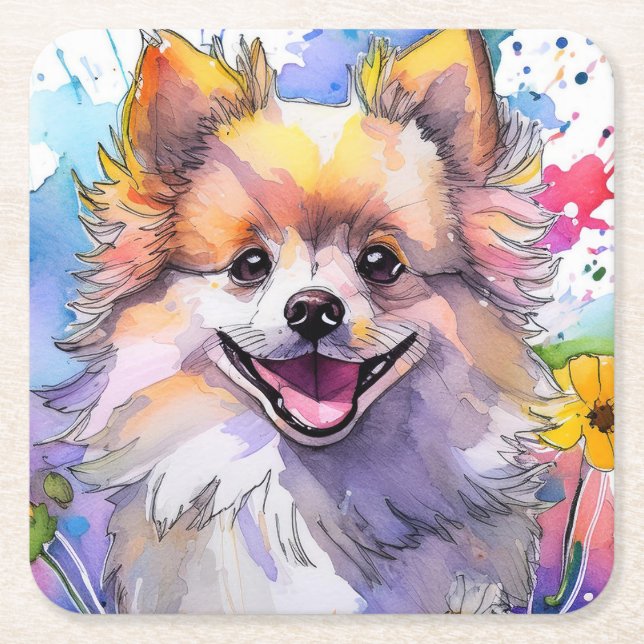 Spitz Dog Paper Untersetzer (Vorderseite)