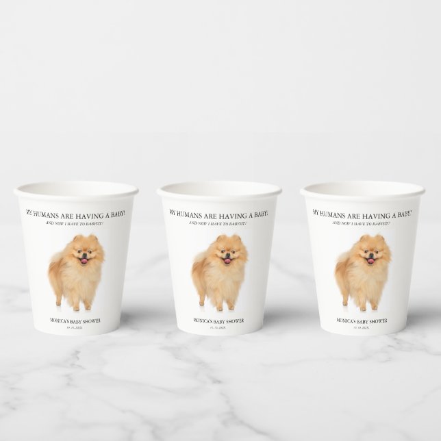 Spitz Dog Puppy Baby Dusche Minimalistisch Pappbecher (Multi)