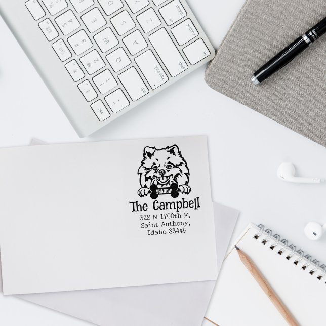 Spitz Dog, Rücksendeadresse, Gummistempel (Von Creator hochgeladen)