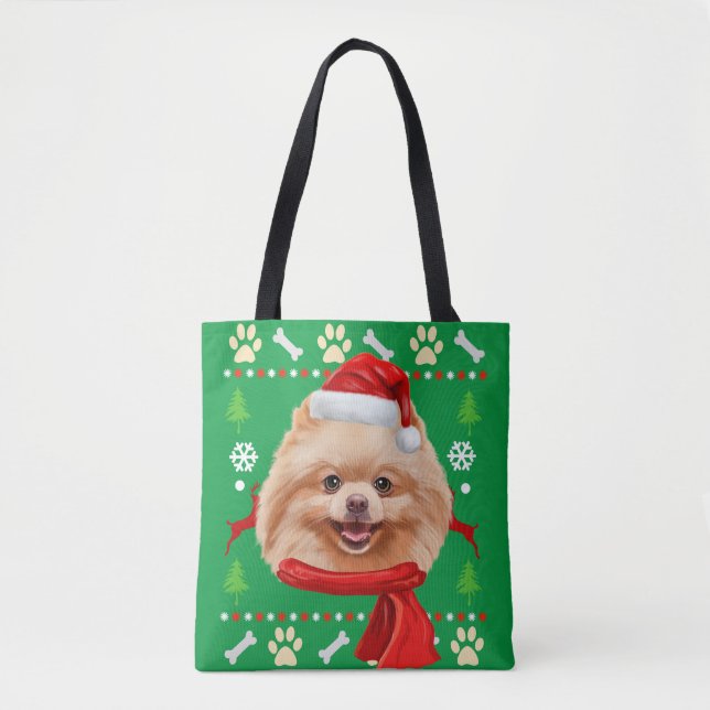 Spitz Dog Ugly Weihnachten Tasche (Vorderseite)