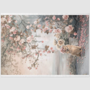 Spitz Dog und Dreamy Floral Art Seidenpapier